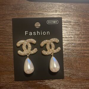 Pearl drop up-cycled earrings